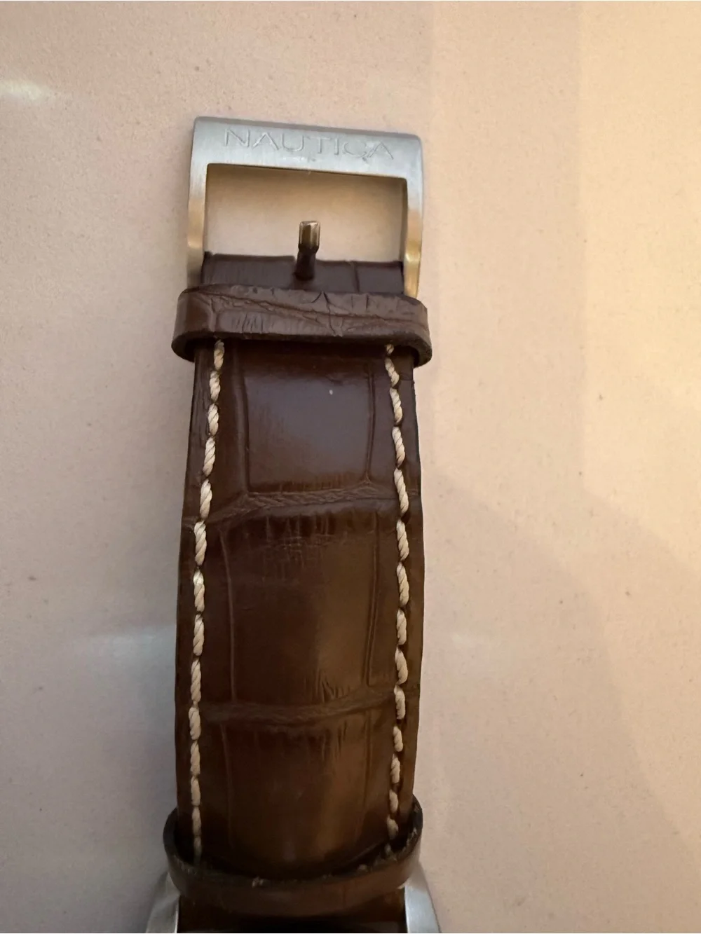 Nautica A13022G Men's Genuine Leather Watch Pre-owned